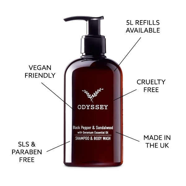 Odyssey Black Pepper & Sandalwood Shampoo & Body Wash 300ml