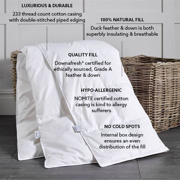 Luxury Duck Feather & Down 10.5 Tog Duvet and Pillow Bundle