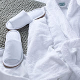 Washable Slippers with Open Toe - White