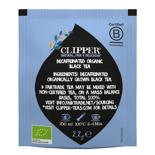 Clipper Fairtrade Organic Decaf Tea Bags - Tag & Envelope