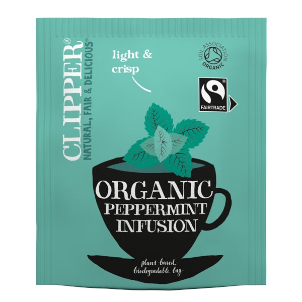 Clipper Fairtrade Organic Peppermint Tea Bags - Tag & Envelope