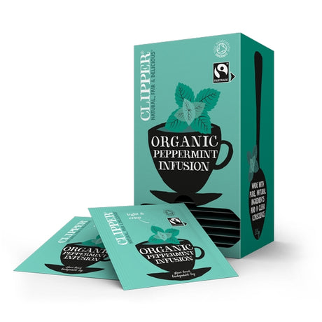 Clipper Fairtrade Organic Peppermint Tea Bags - Tag & Envelope