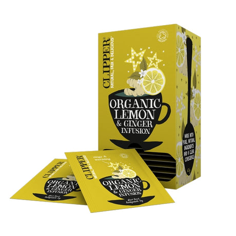 Clipper Organic Lemon & Ginger Tea Bags - Tag & Envelope