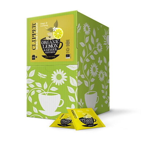 Clipper Organic Lemon & Ginger Tea Bags - Tag & Envelope