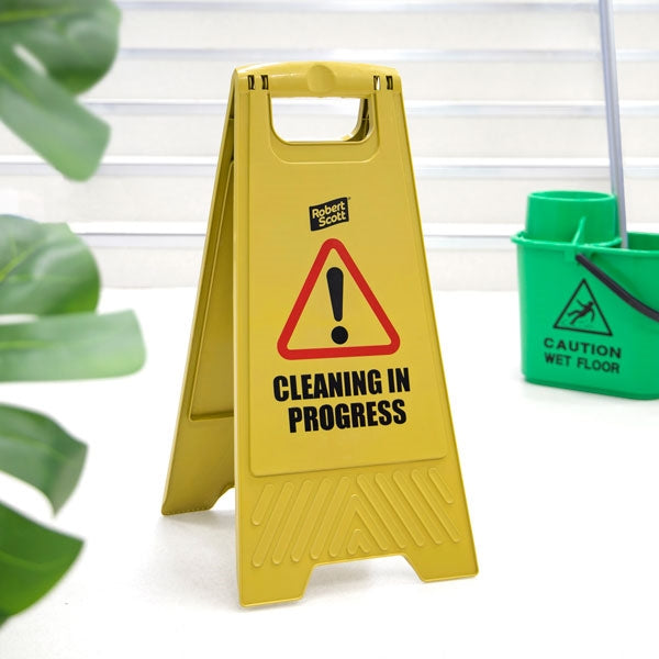 "Caution Wet Floor" / "Cleaning In Progress" Freestanding Sign