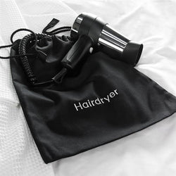 Black Embroidered Hairdryer Bag