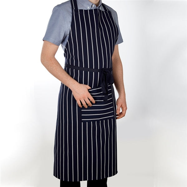 Striped Navy Apron With Pocket