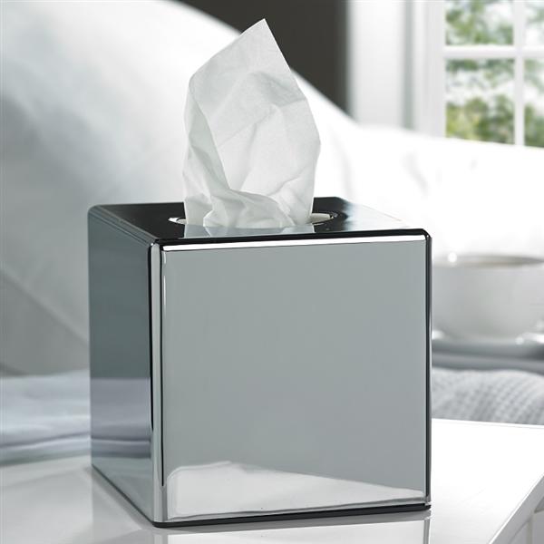 Chrome Cube Tissue Box Cover