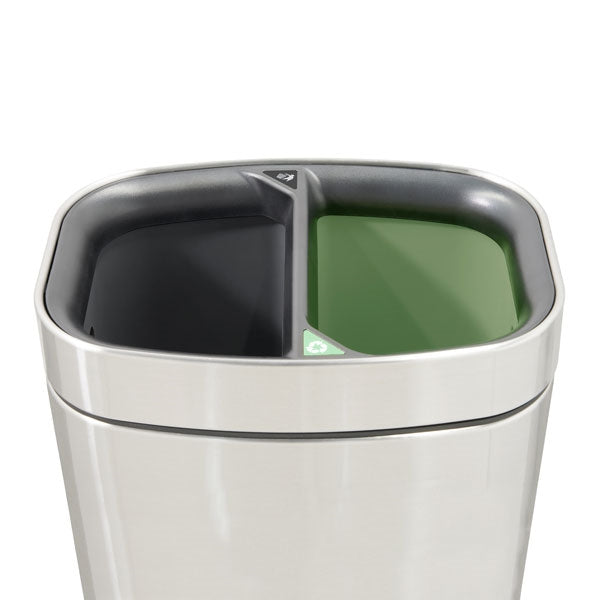 Twin 6L Waste Recycling Bin Brushed Stainless Steel