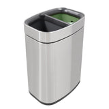 Side view of Twin 6L Waste Recycling Bin Brushed Stainless Steel