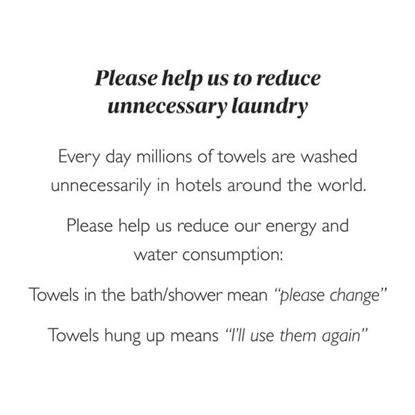 Towel Washing Notice - Pack of 3