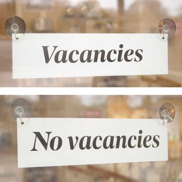 Vacancies Sign With Sucker & Hooks