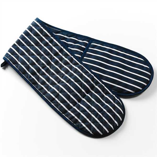 Striped Navy Double Oven Gloves