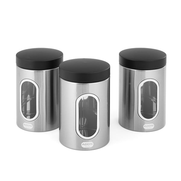 Stainless Steel Storage Canisters 1.4L - Set of 3